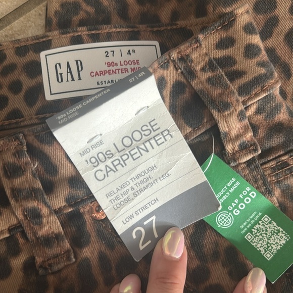 Gap Mid Rise '90s Loose Cheetah Cargo Jeans - Picture 3 of 4